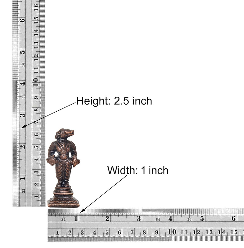Copper Hayagreeva Avatar of Vishnu Statue (Height: 2.5 inch)