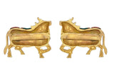 Brass Kamdhenu cow pair wall hanging, backside view with arched body handles