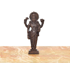 Brown brass Dhanvantri figurine (6 inches), full body front view, hands lifted
