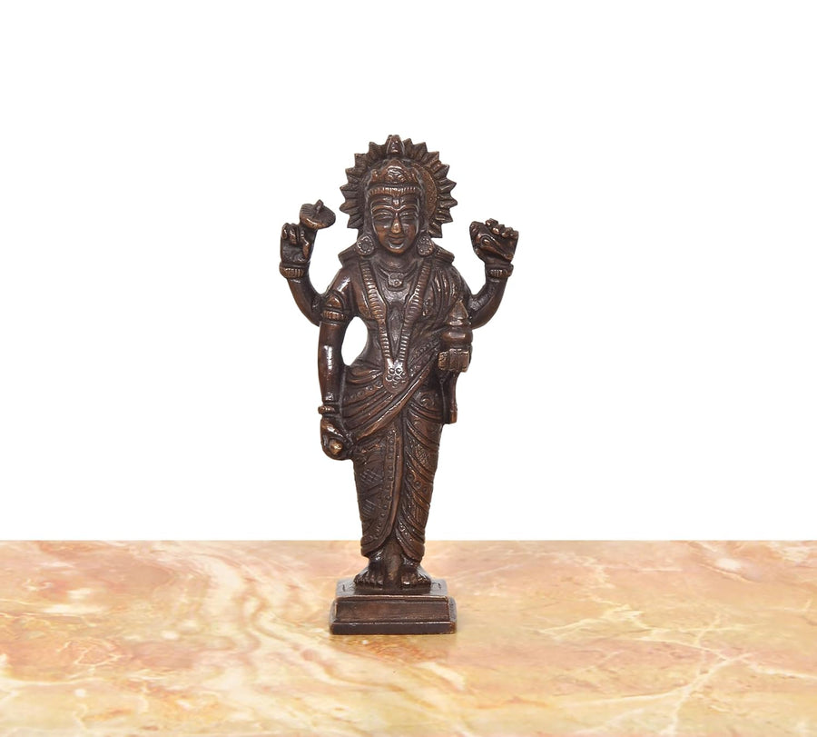 Brass Dhanvantri The Physician of God Statue (Height: 6 Inches) (Brown) Craft Detail