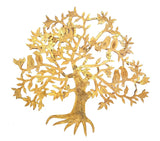Golden brass Kalpavriksha wall hanging tree with detailed branching and leaf cutouts