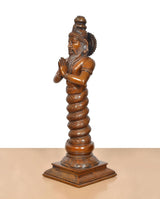 Brass Maharishi Patanjali statue, side view with hands together in namaste