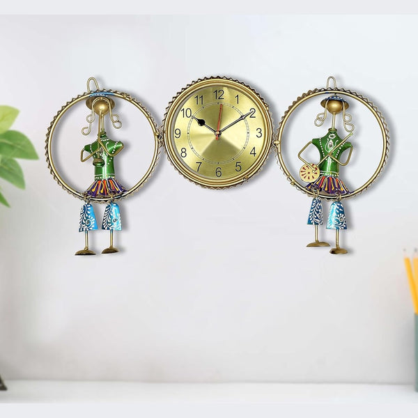 Iron Clock musician Wall Hanging (Height 11 Inch) Mandir Setting