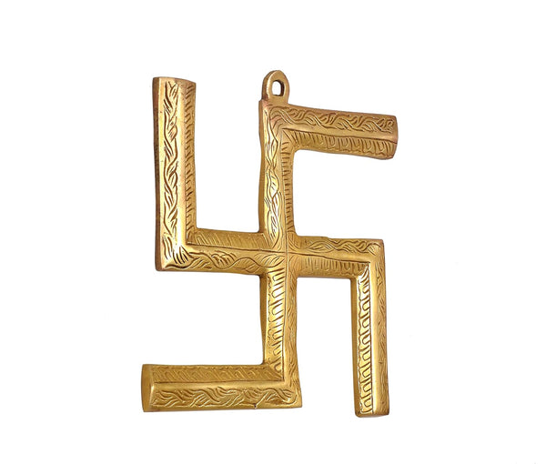 Brass Swastik Wall Hanging (Height:8 Inch) Study Setting