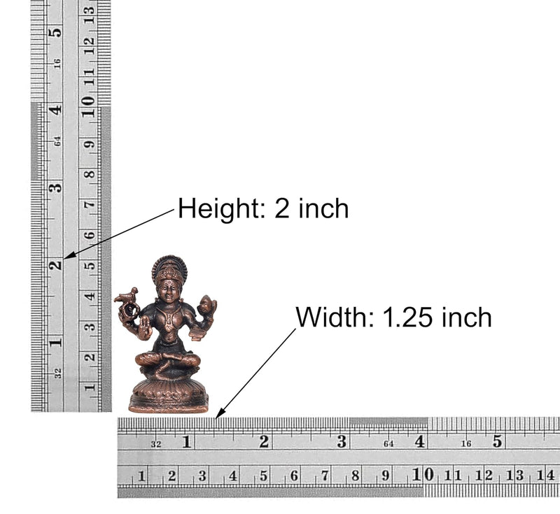 Copper Shri Sharada Devi Statue for Home, Mandir Pooja Decor Idol (Height: 2 Inch)