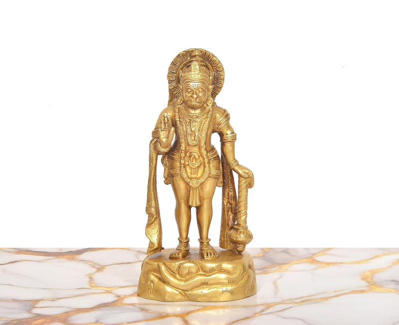 Brass Hanuman Ji Standing Sculpture (Height: 8 Inch)
