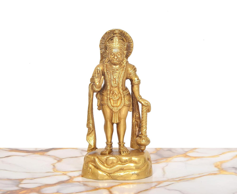 Brass Hanuman Ji Standing Sculpture (Height: 8 Inch) Craft Detail