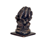 Brass Panchmukhi Ganesha idol, side view, dark bronze finish, raised hands, 7 cm