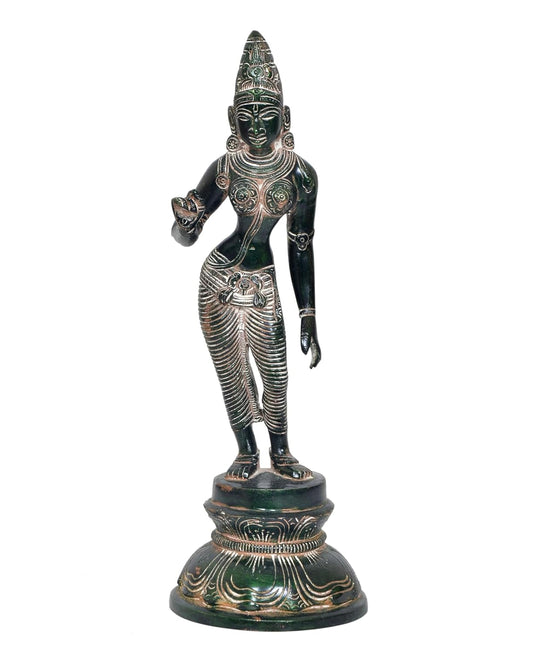 Brass Devi Uma Parvati Statue Hindu Goddess Parvati Idol for Home Temple Spiritual Decor and Religious Gifts (Height: 12 Inch) (Multicolor 1)