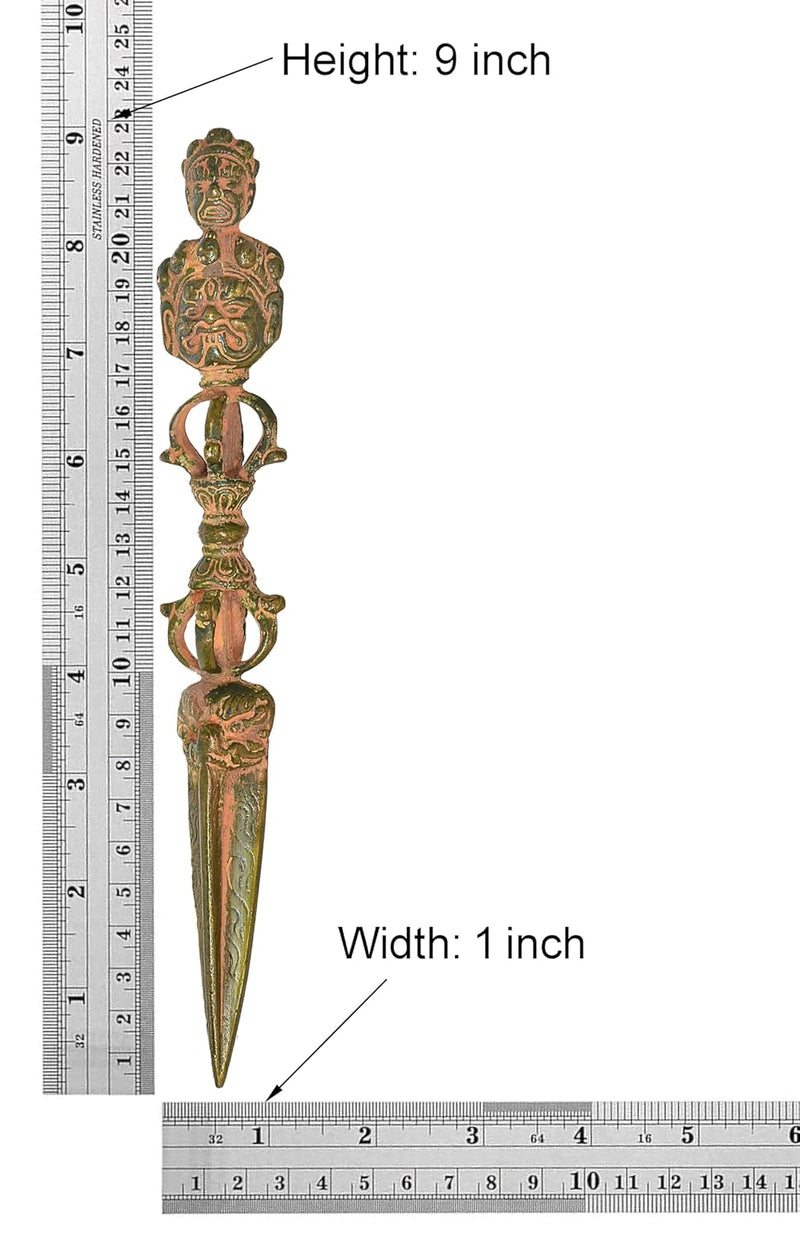 Brass Tibetan Handmade Dorje Vajra Furba Phurpa Dagger Adjustable Pendants (Height: 9 inch)