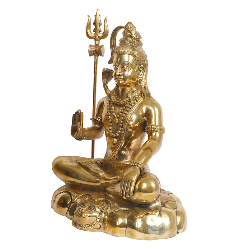 Brass Lord Shiva Shankar Statue – Big Bhole Nath Murti for Home, Office & Spiritual Décor Showpiece (Height: 18 Inches)