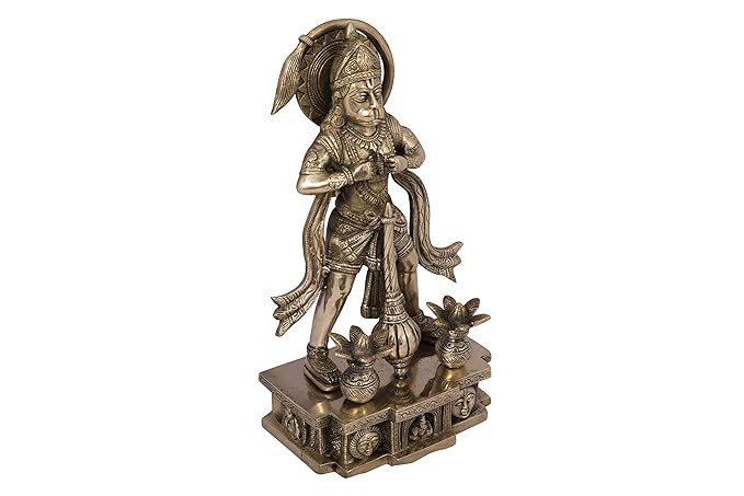 Brass Bajrangbali with Rama in his heart (Height: 12.5inches)