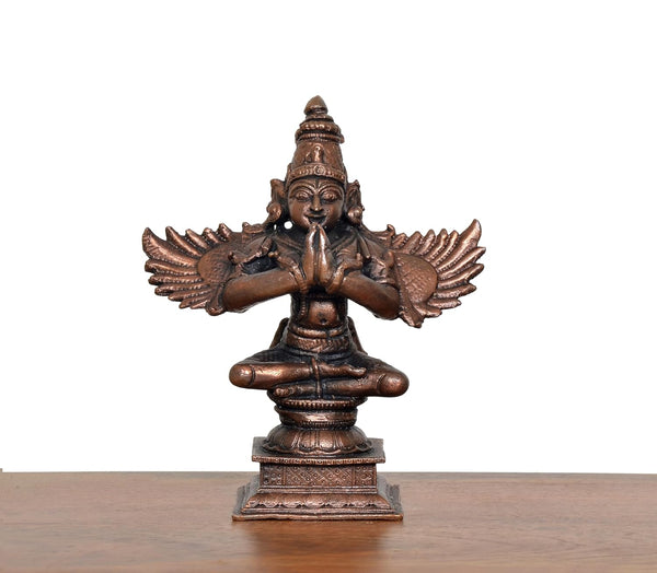 Copper Standing Garun Bhagwan Idol (Height 5 Inch) Study Setting