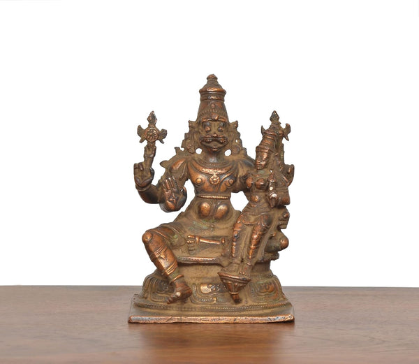 Copper God Lakshmi Narasimhar Idol (Height 4 Inch) Study Setting