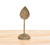 Bronze Lord Karttikeya Murugan vel base idol with engraved central pattern on top
