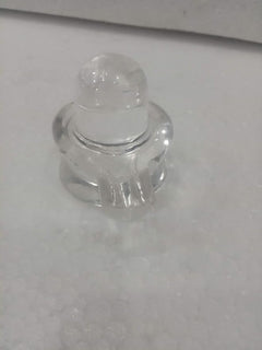 Transparent crystal Shiva lingam showpiece, round top and base