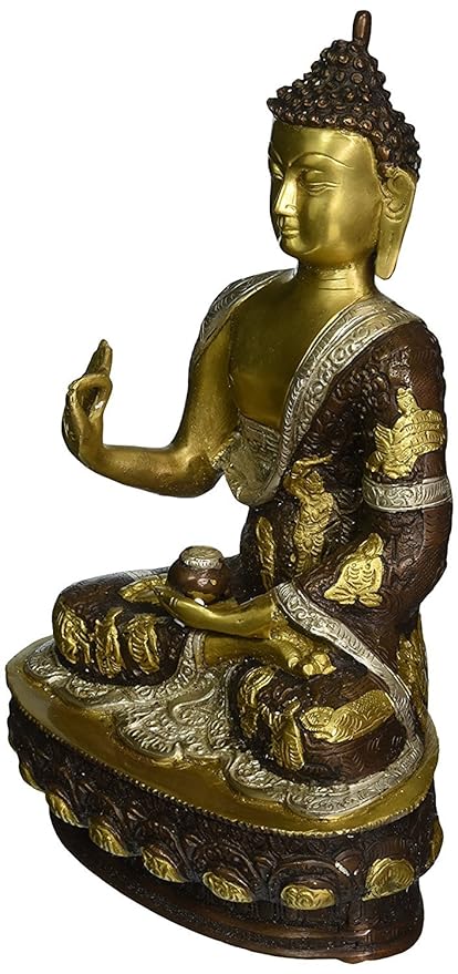 India Lord Buddha in Vitarka Mudra Brass Statue Idol Height : 13 inches