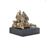 Brass Shiva Parivar family idol, seated group with ornate robes on dark base