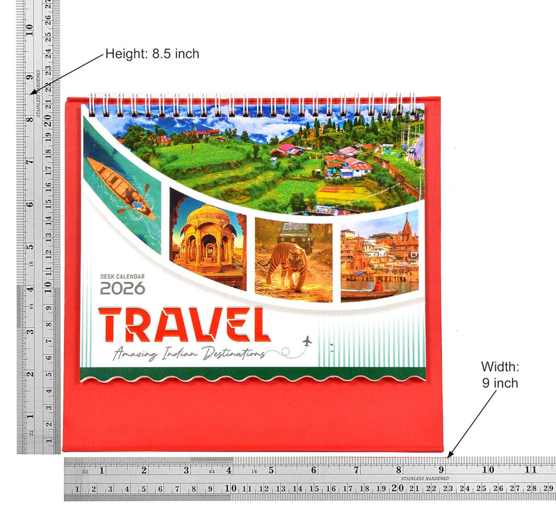 Table Calendar 2026 Travel Amazing the Destinations |12 Months| (Size 8.5 x 9 Inch)