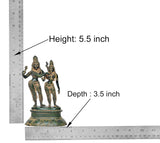 Brass Shiva-Parvati dancing idols, height 5.5 in, measurement scale