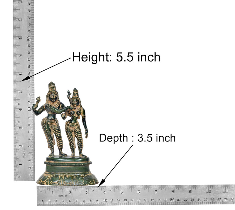 Brass Shiva Parvati Dancing Idols for Home Decor Office (Height :5.5 inch)