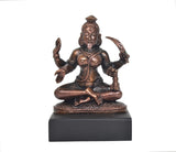 3-inch copper Mahakaali Mata idol facing forward, seated with raised right hand
