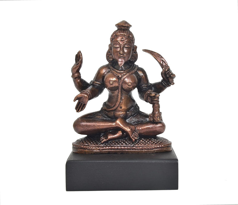 Copper Siting Mahakaali Mata Idol (Height:3 Inch)