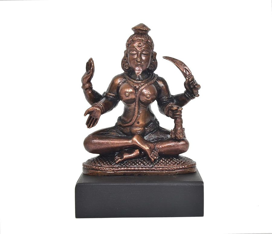 Copper Siting Mahakaali Mata Idol (Height:3 Inch) Craft Detail