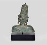 Parvati bronze bust statue, front three-quarter view with engraved neckline and crown