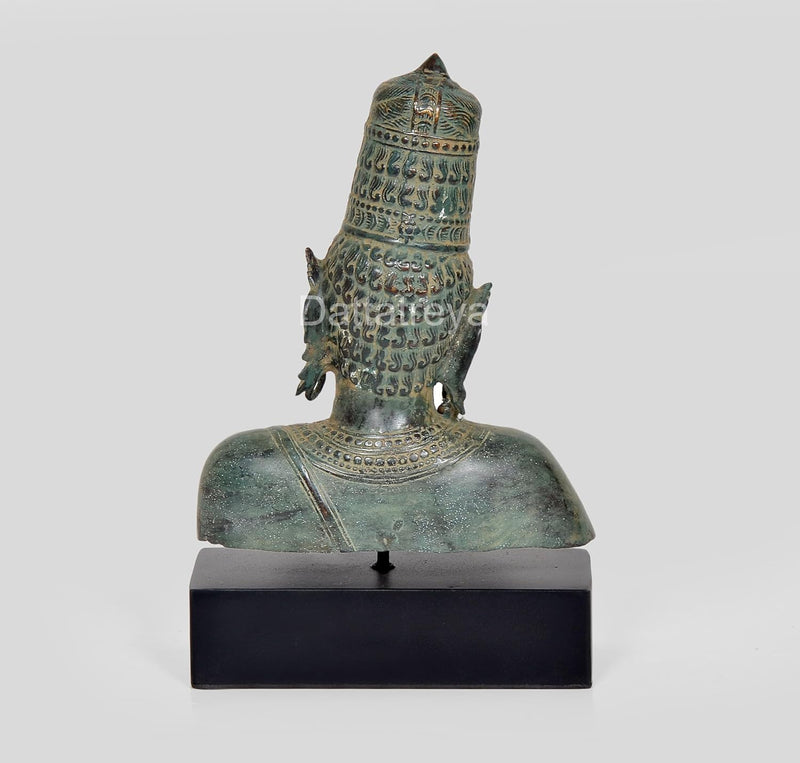 Vintage Indonesian Bronze Goddess Parvati Bust Statue (Height: 11 Inches)