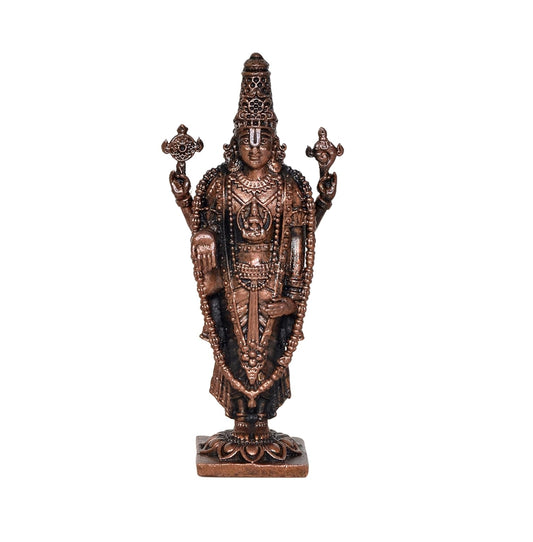 Copper Tirupati Bala ji Statue for Home, Mandir Pooja Decor Idol Color-Copper (Height: 3.5 Inch)