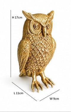Premium Pure Brass Golden Owl Showpiece for Home & Office Décor | Decorative Metal Owl Statue for Desk, Table & Vastu Gifting (Height: 6.6 Inches)