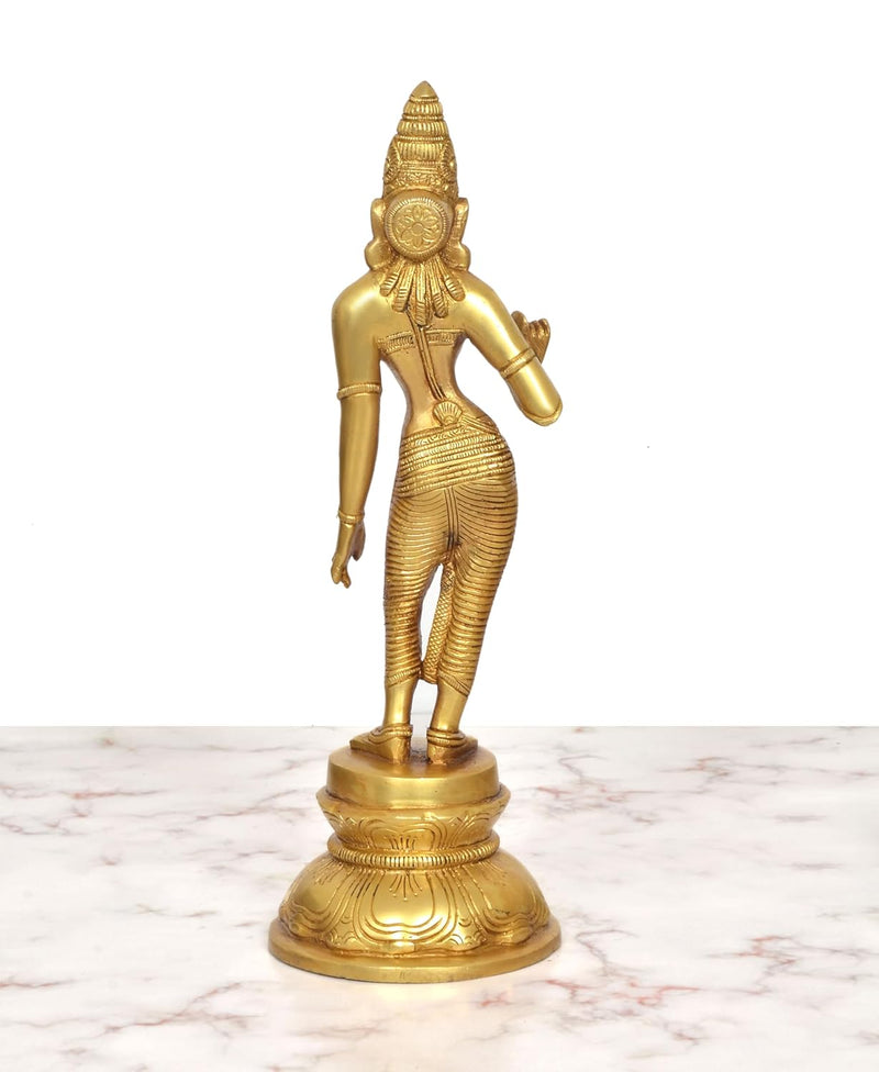 Brass Devi Uma Parvati Statue (Height: 12.5 Inch)