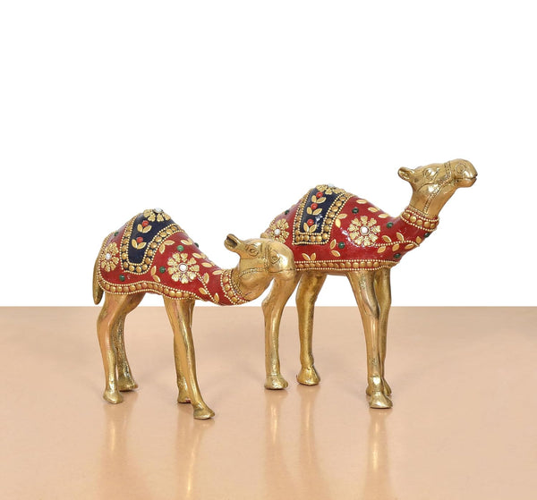 Brass Camel Figurine Pair Showpiece (Height : 7 inch) Study Setting