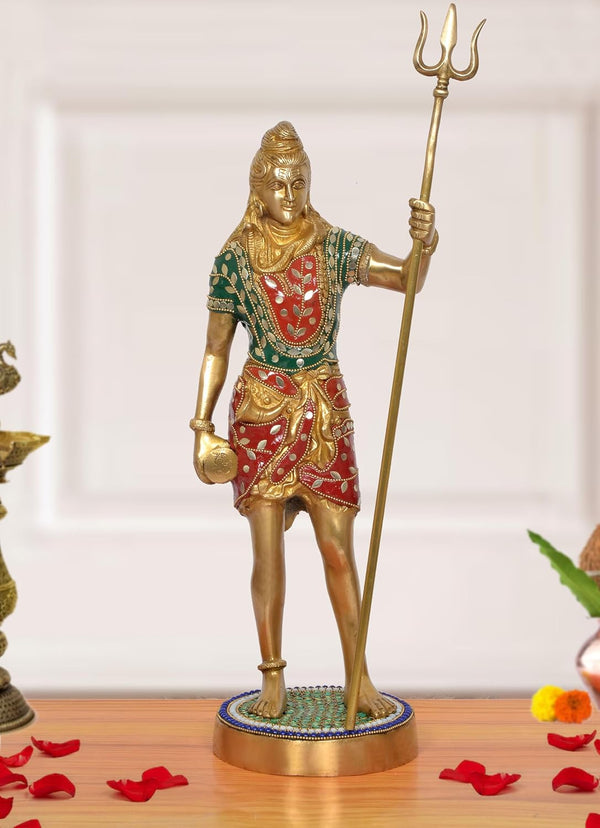 Brass Standing Bholenath Murti (Height: 20 inch)
