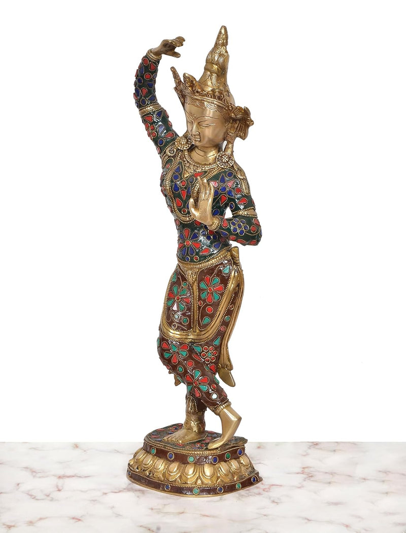 Brass Standing Dancing Tara Devi Statue (Height 20.5 Inch)