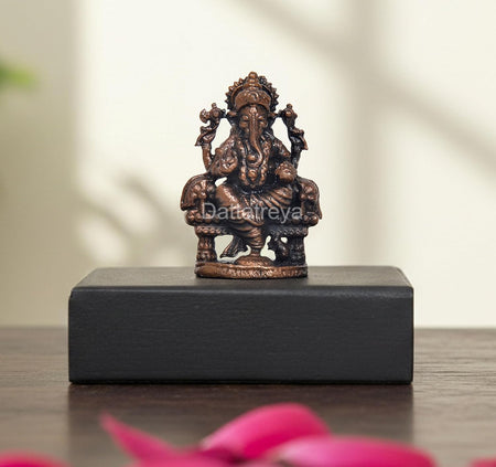 Copper Lord Ganesha Idol (Height:1.5 Inch)