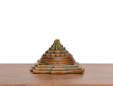 Superfine Brass Shri Yantra pyramid, side view of stacked tiers and layered base