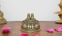 2-inch brass Hanuman Charan Paduka idol with detailed engraved base