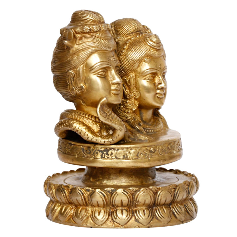 Brass Shiv Parvati Bust Artistic Idol  (Height 6 Inch)