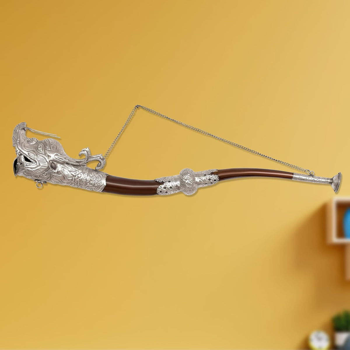 Metal Dragon Trumpet Horn Wall Hanging (Length: 20.5 Inch)