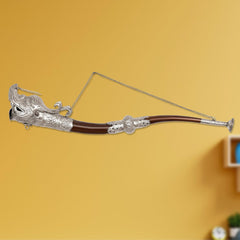 Metal dragon trumpet horn wall hanging: silver dragon head, brown tube