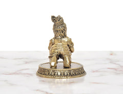 Back view bronze Bal Krishna laddu Gopal idol with crown and detailed round base