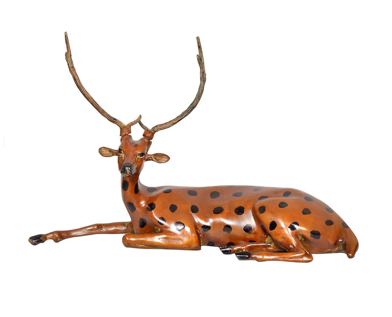 Brass Sitting Deer Showpiece (Height: 15 inch)