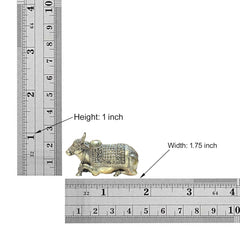 Brass Nandi bull figurine size chart: height 1 inch, width 1.75 inch