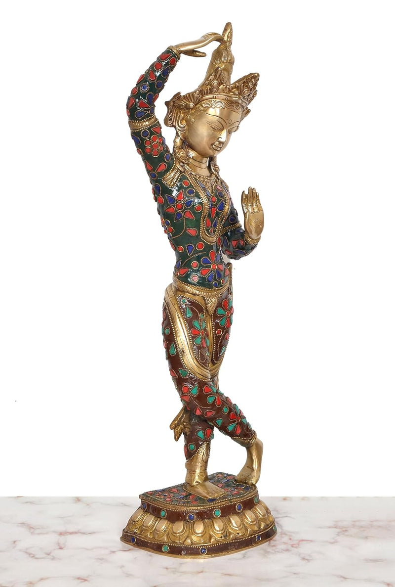 Brass Standing Dancing Tara Devi Statue (Height 20.5 Inch)