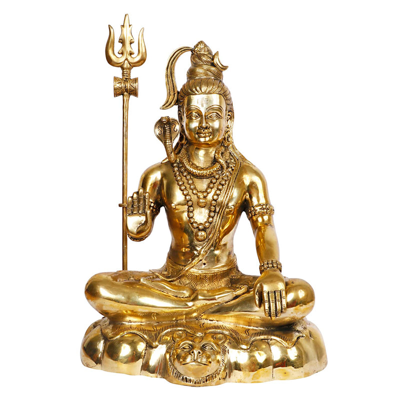 Brass Lord Shiva Shankar Statue – Big Bhole Nath Murti for Home, Office & Spiritual Décor Showpiece (Height: 18 Inches)