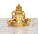 Brass Kuber Bhagwan murti, seated rear view, detailed back drapery, 5 inch
