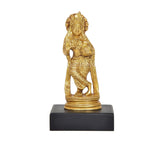 Brass Radha murti (4 inch) on dark rectangular base, front view