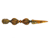 Brass adjustable Furba dagger pendant, cross-bead center with pointed blade ends